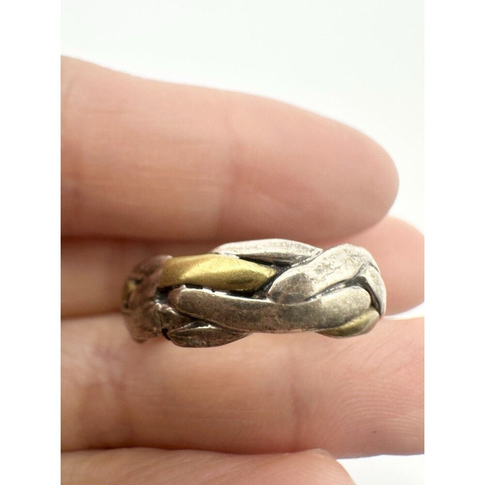 Mexico 925 Sterling Silver Brass Braided Ring Band Size 6.5